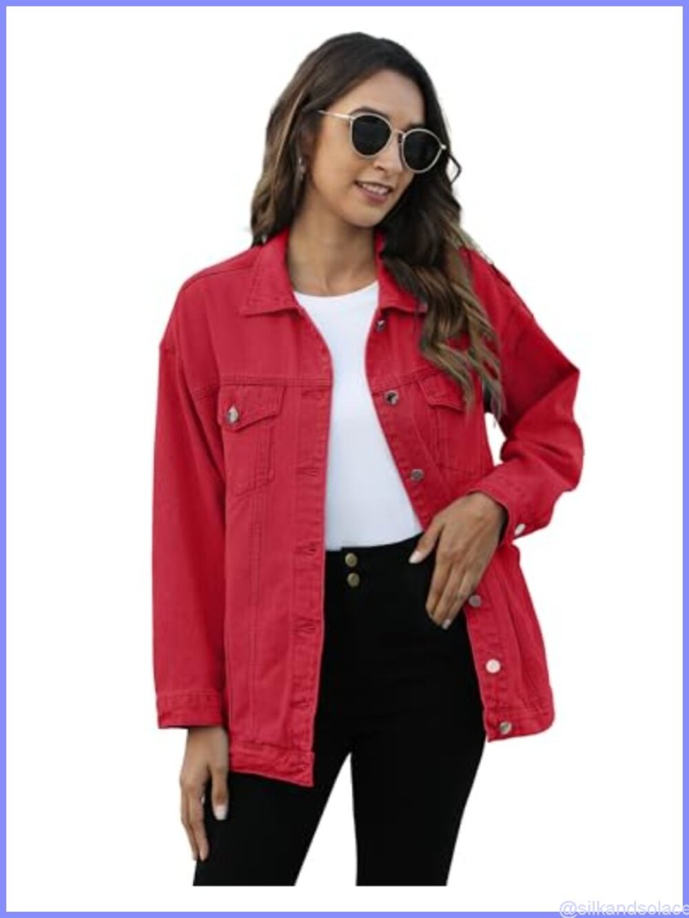 Oversized Denim Jacket Women Mid Long Casual Jean Coat 100% Cotton